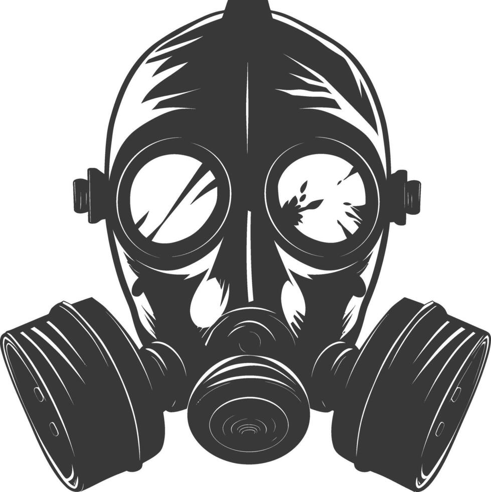 AI generated Silhouette gas mask black color only vector