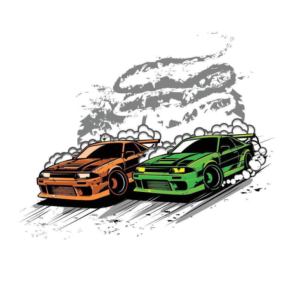 racer speed car with smokey vector