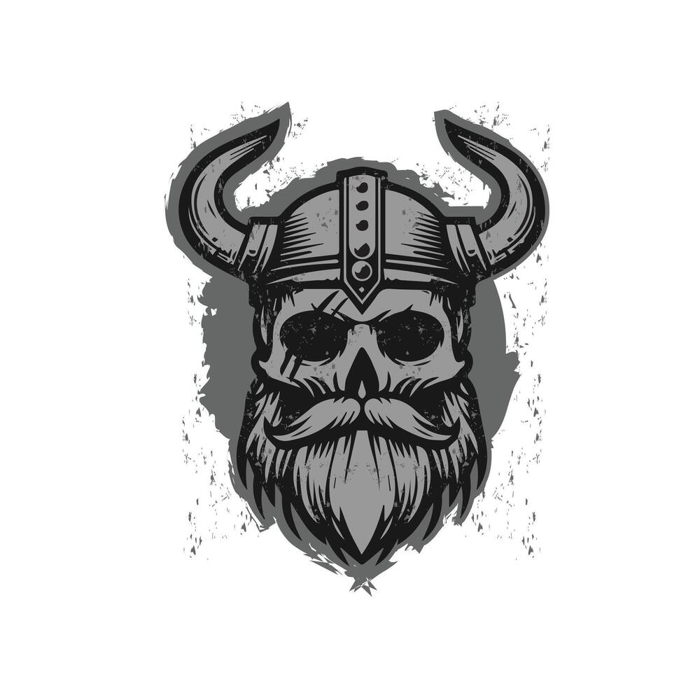 viking head skull with white background vector