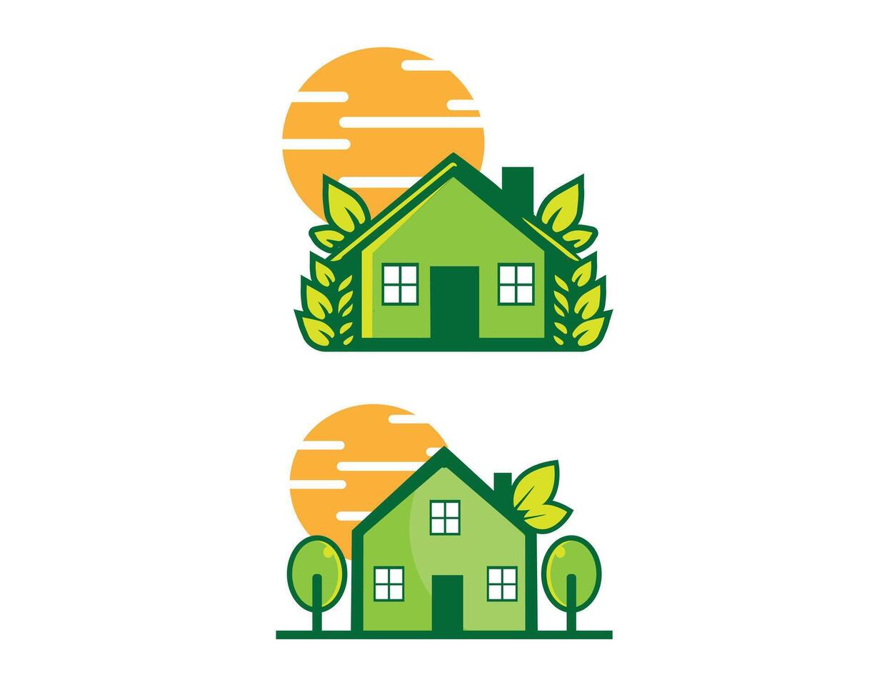 natural house logo set vector illustration