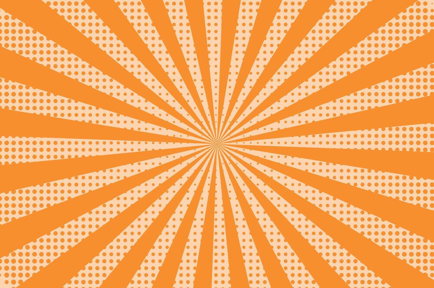 Comic abstract orange background with radial ray vector