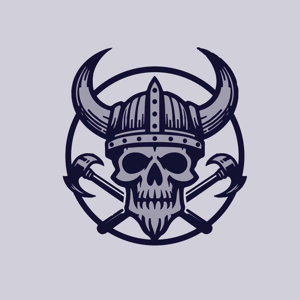 head skull viking  and axes suitable for t shirt vector