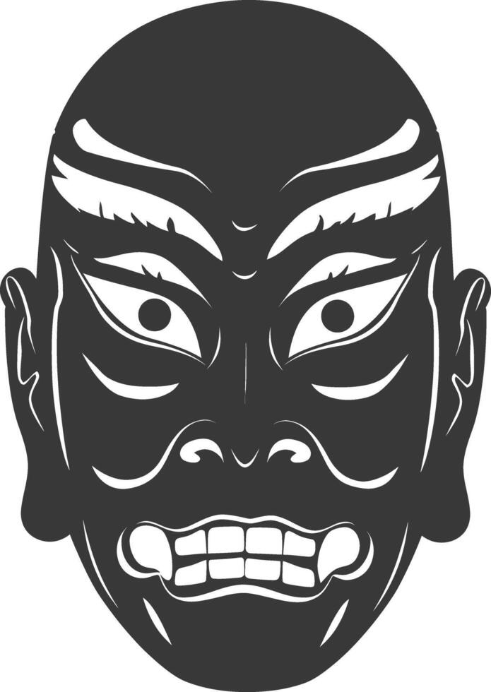 AI generated Silhouette Japanese Traditional Mask black color only vector