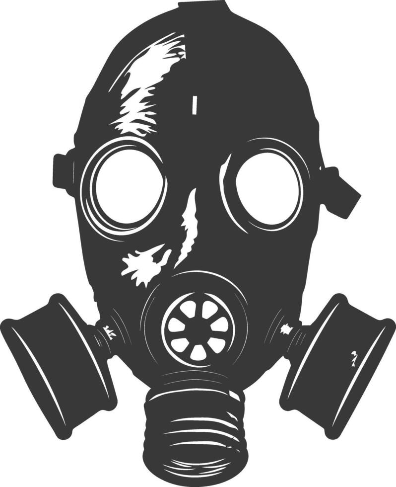 AI generated Silhouette gas mask black color only vector