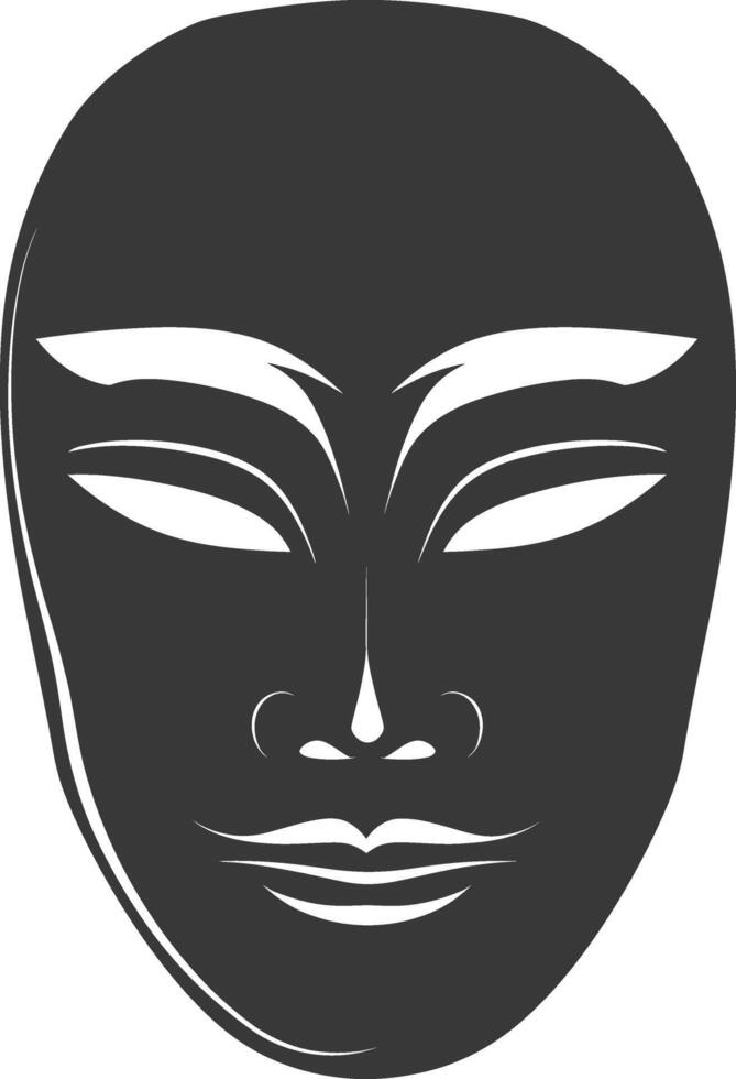 AI generated Silhouette Japanese Traditional Mask black color only vector