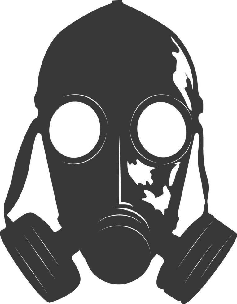 AI generated Silhouette gas mask black color only vector