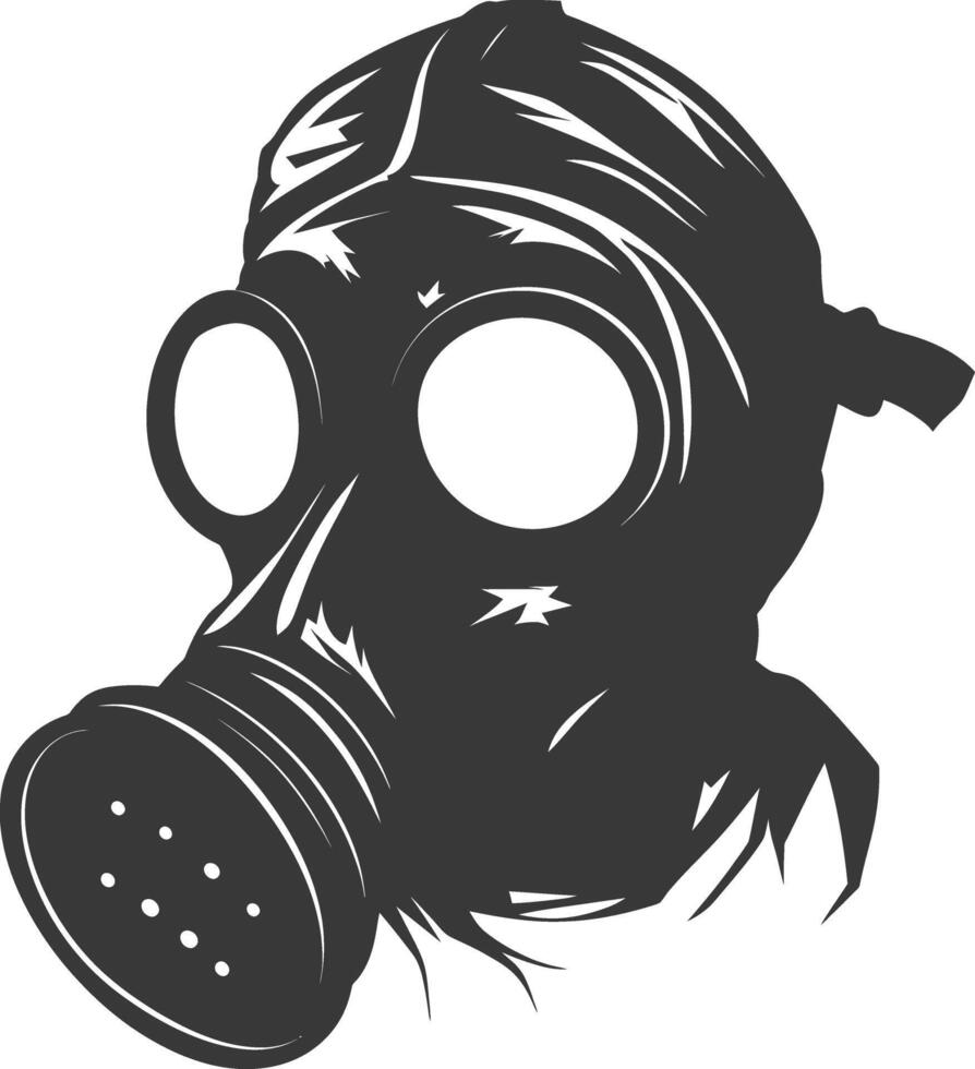 AI generated Silhouette gas mask black color only vector