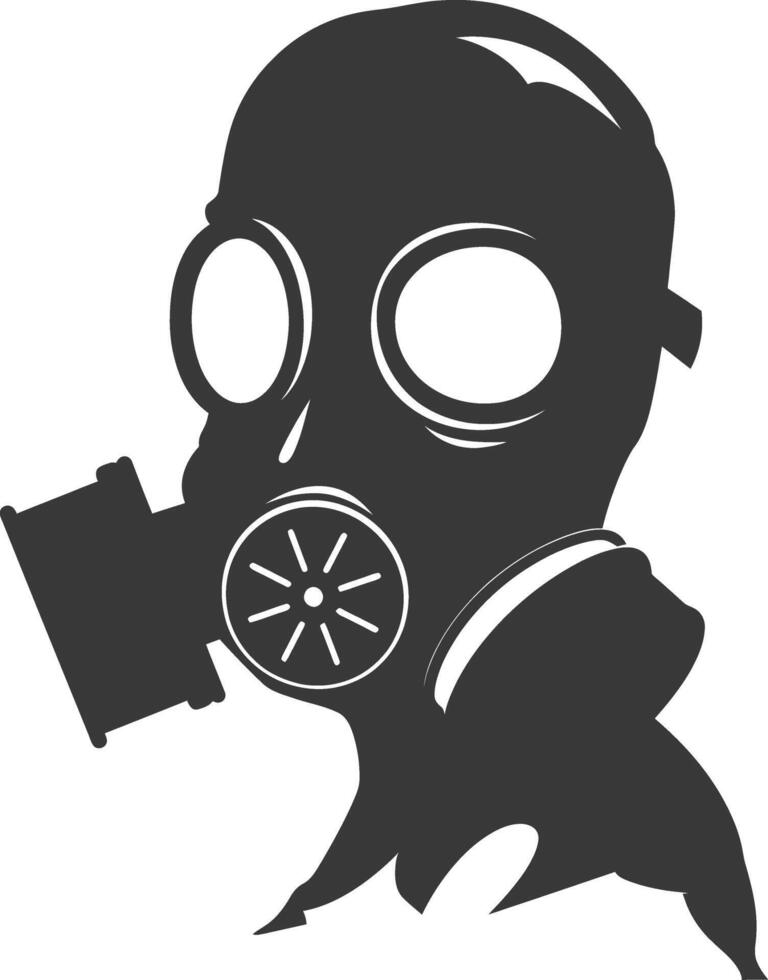 AI generated Silhouette gas mask black color only vector