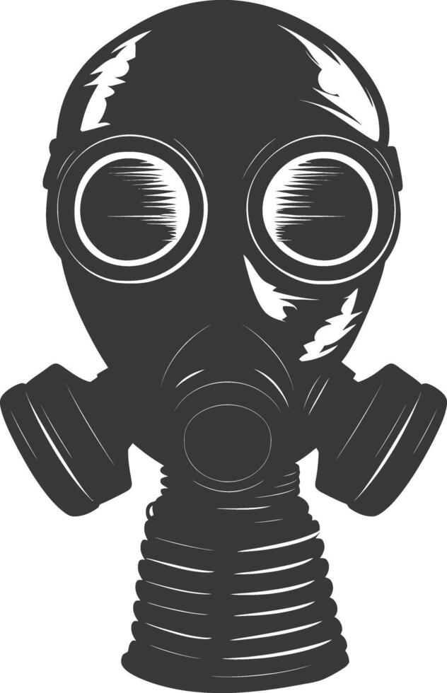 AI generated Silhouette gas mask black color only vector