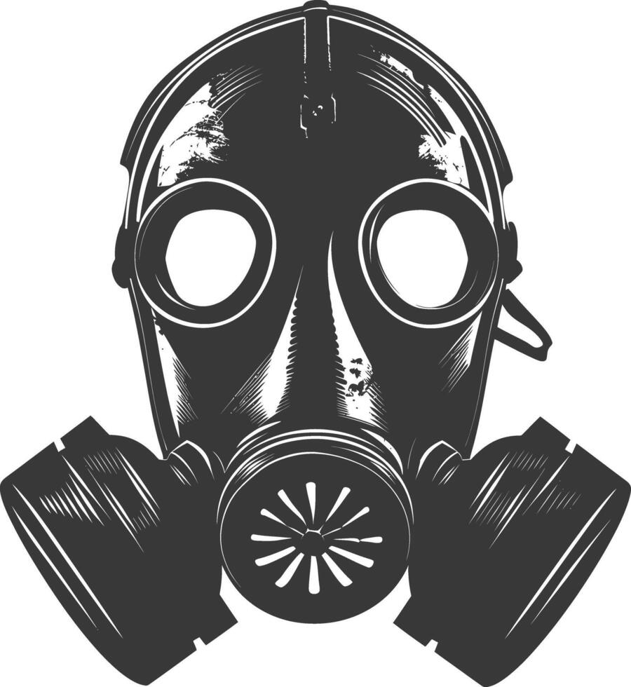 AI generated Silhouette gas mask black color only vector