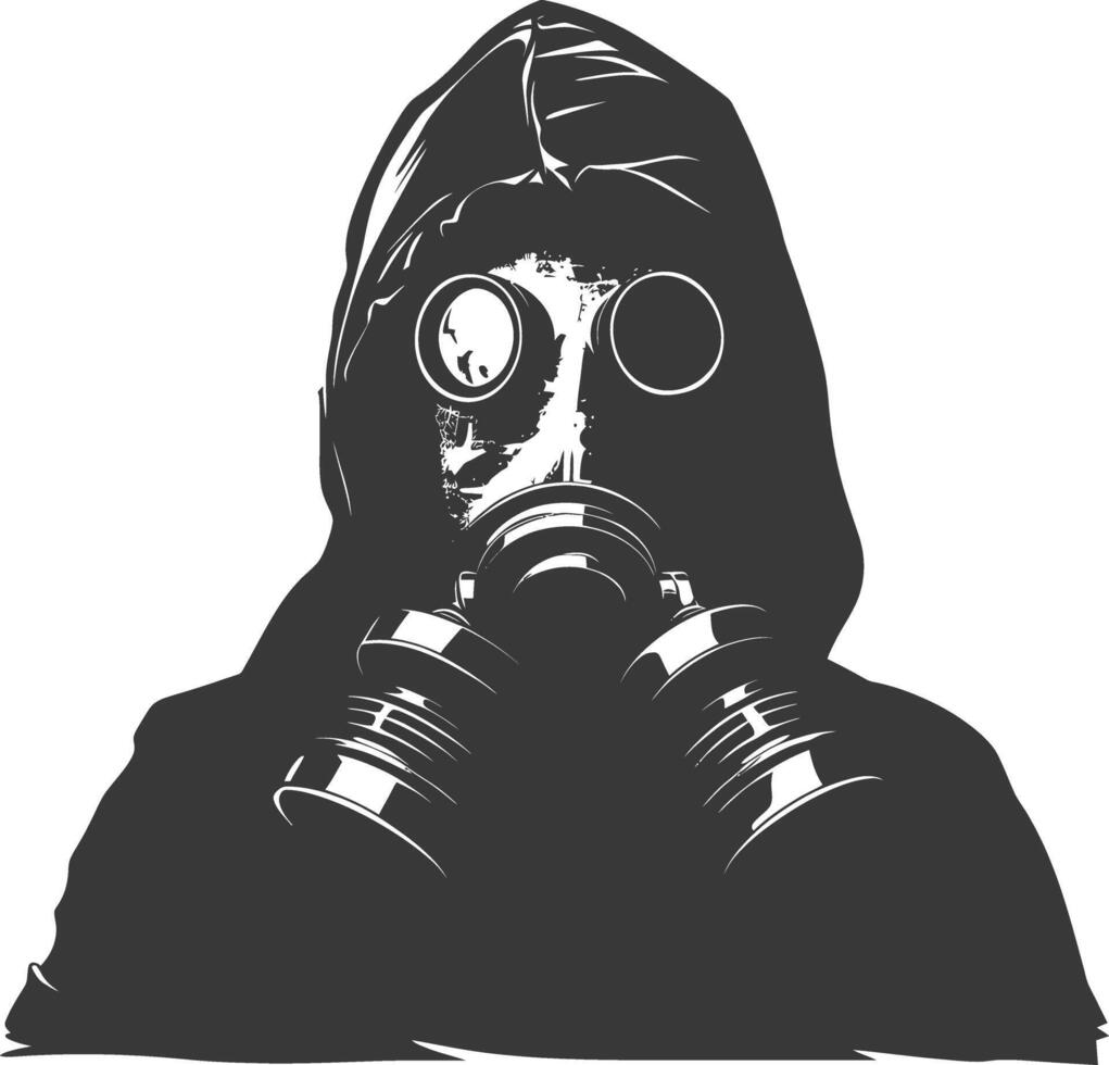 AI generated Silhouette gas mask black color only vector