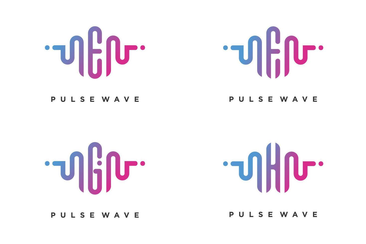 Pulse with letter E, F, G, H design element vector icon concept