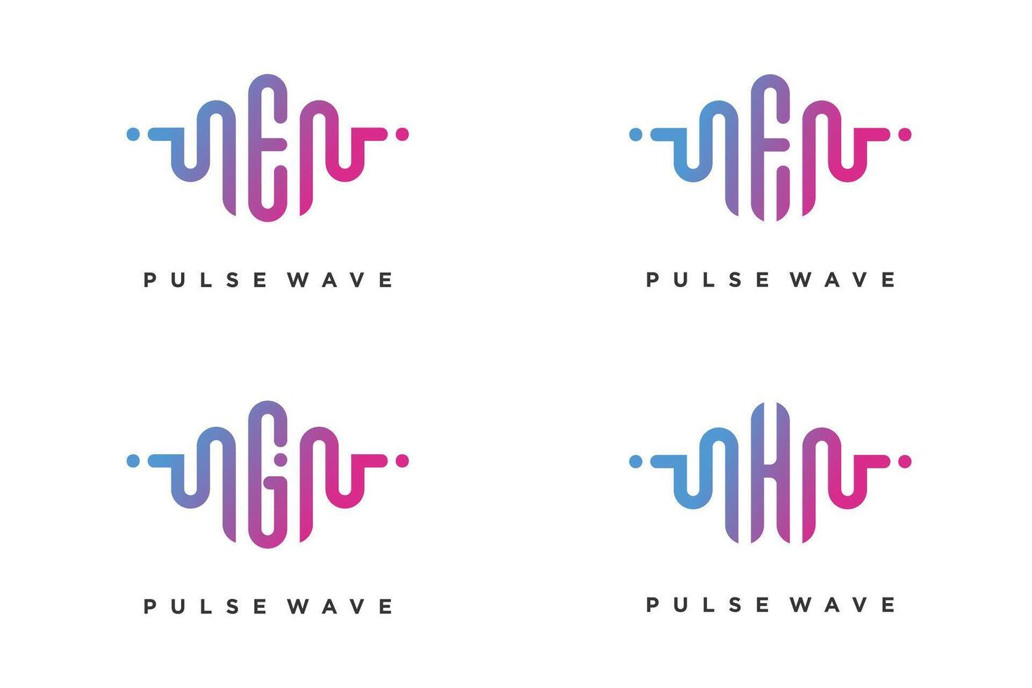 Pulse with letter E, F, G, H design element vector icon concept