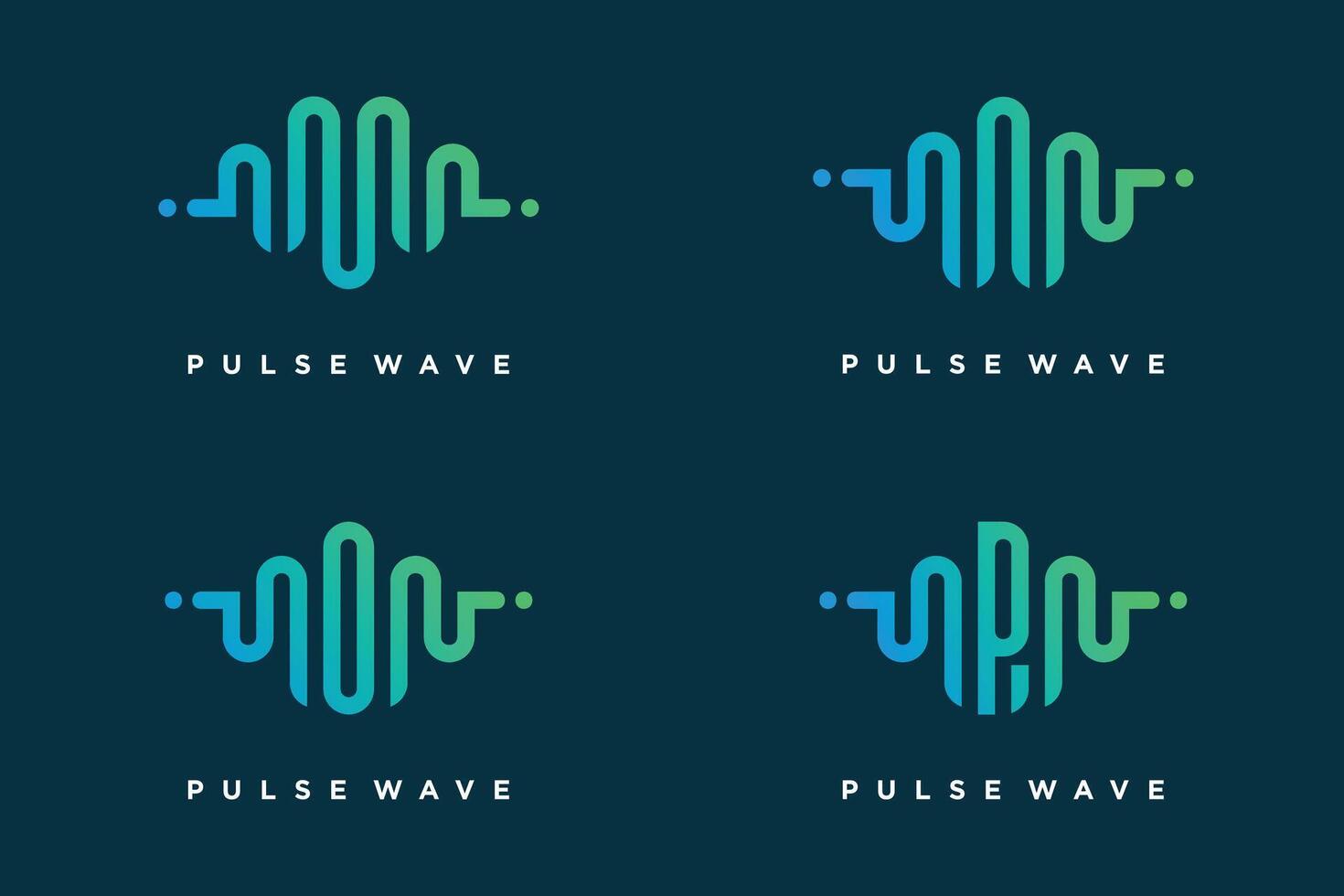 Pulse with letter M, N, O, P design element vector icon concept