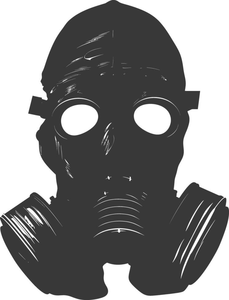 AI generated Silhouette gas mask black color only vector