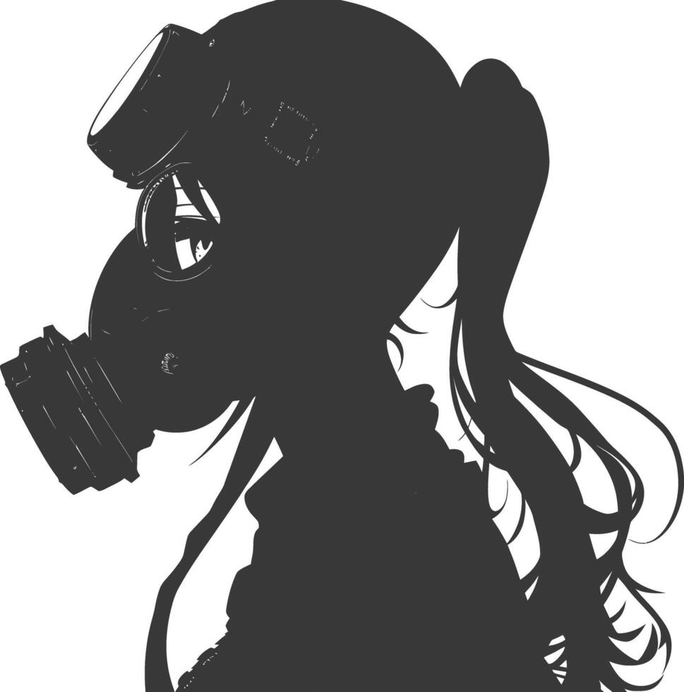 AI generated Silhouette gas mask black color only vector