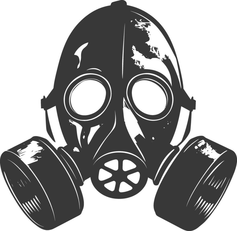 AI generated Silhouette gas mask black color only vector