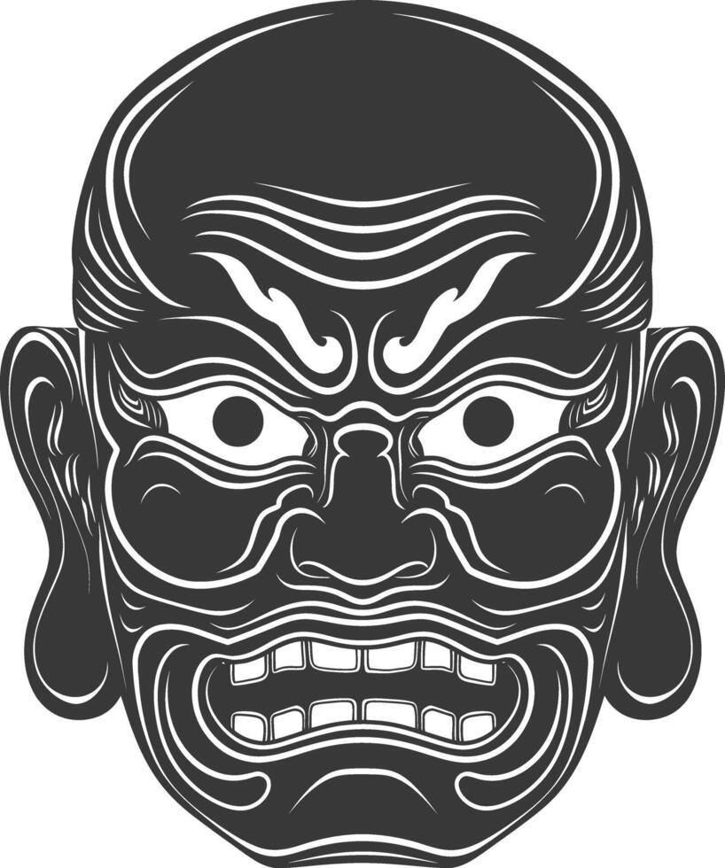 ai generado silueta japonés tradicional máscara negro color solamente vector