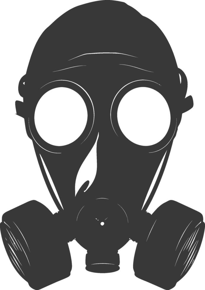 AI generated Silhouette gas mask black color only vector