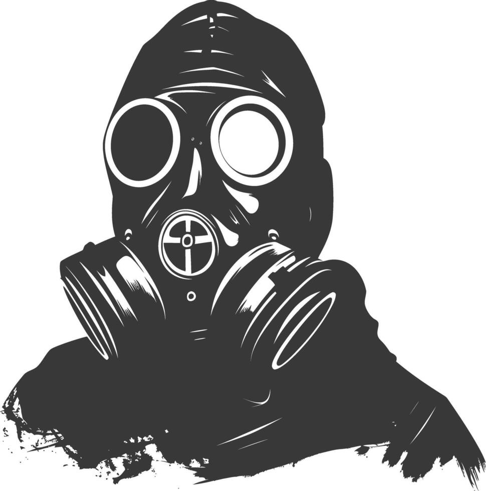 AI generated Silhouette gas mask black color only vector