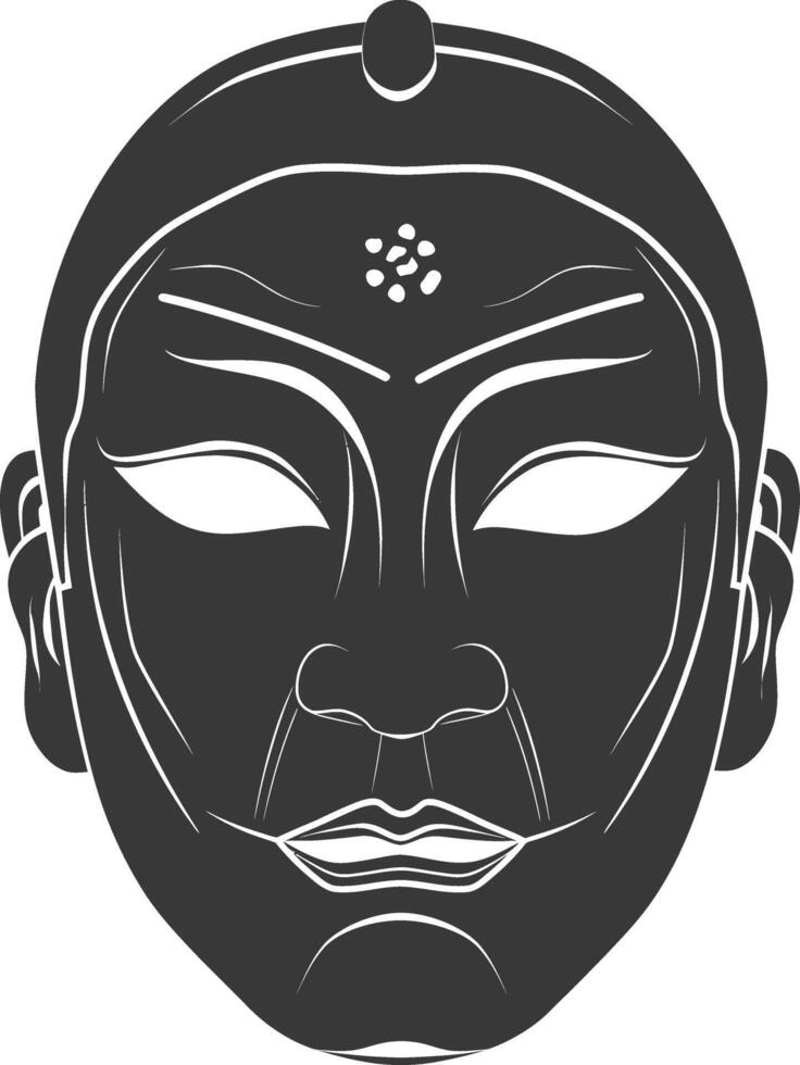 AI generated Silhouette Japanese Traditional Mask black color only vector