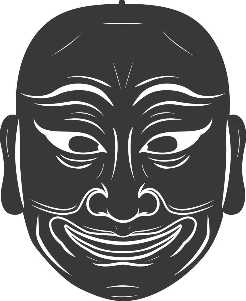 AI generated Silhouette Japanese Traditional Mask Hyottoko Mask black color only vector