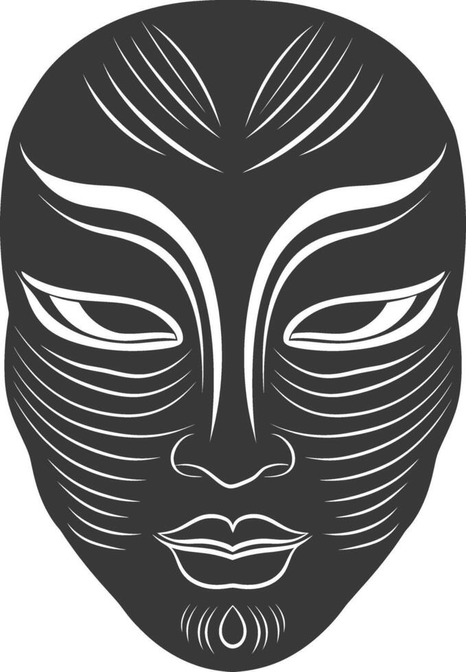 AI generated Silhouette Japanese Traditional Mask black color only vector