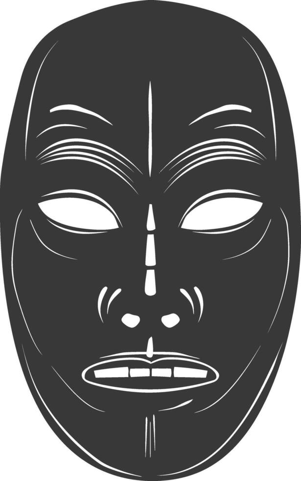 AI generated Silhouette Japanese Traditional Mask Hyottoko Mask black color only vector
