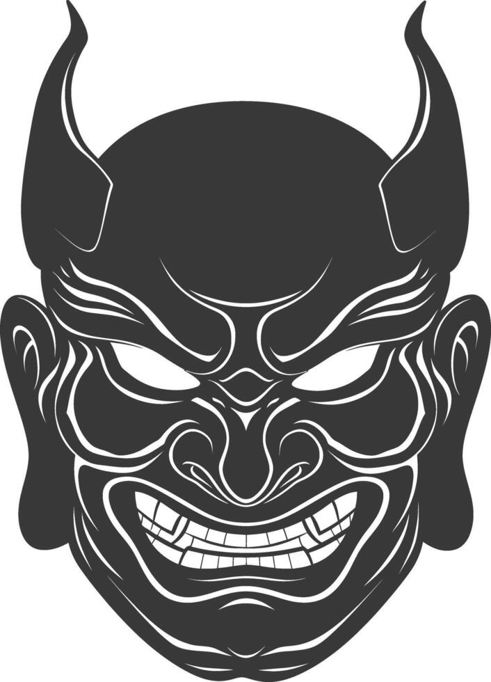 AI generated Silhouette Japanese Traditional Mask Hannya Mask black color only vector