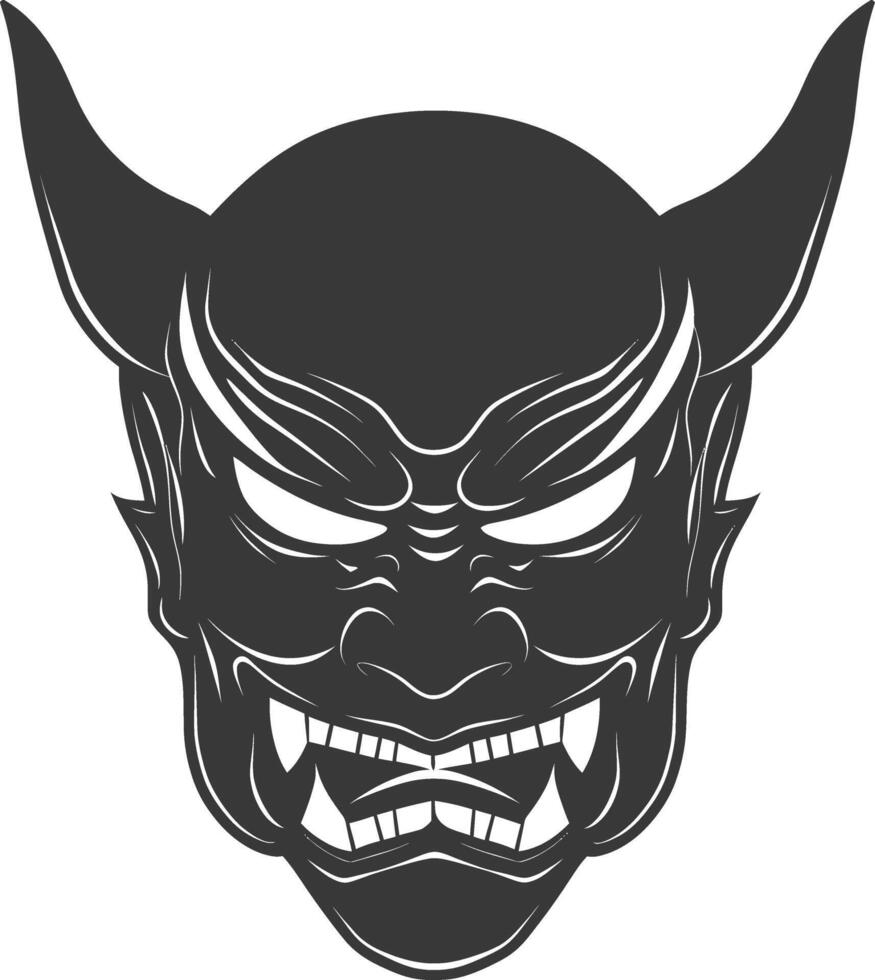 ai generado silueta japonés tradicional máscara hannya máscara negro color solamente vector