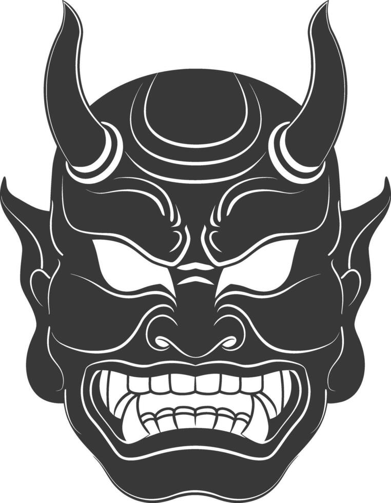 AI generated Silhouette Japanese Traditional Mask Hannya Mask black color only vector