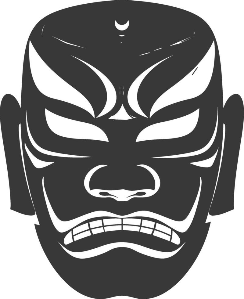 AI generated Silhouette Japanese Traditional Mask black color only vector