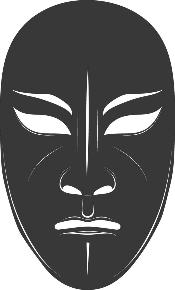 AI generated Silhouette Japanese Traditional Mask black color only vector