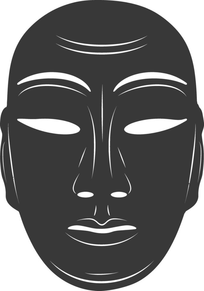 AI generated Silhouette Japanese Traditional Mask Hyottoko Mask black color only vector