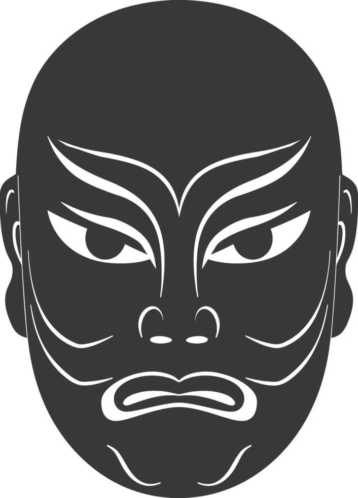 AI generated Silhouette Japanese Traditional Mask black color only vector