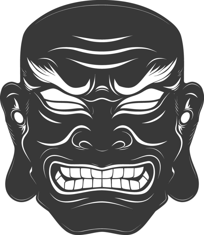 AI generated Silhouette Japanese Traditional Mask black color only vector