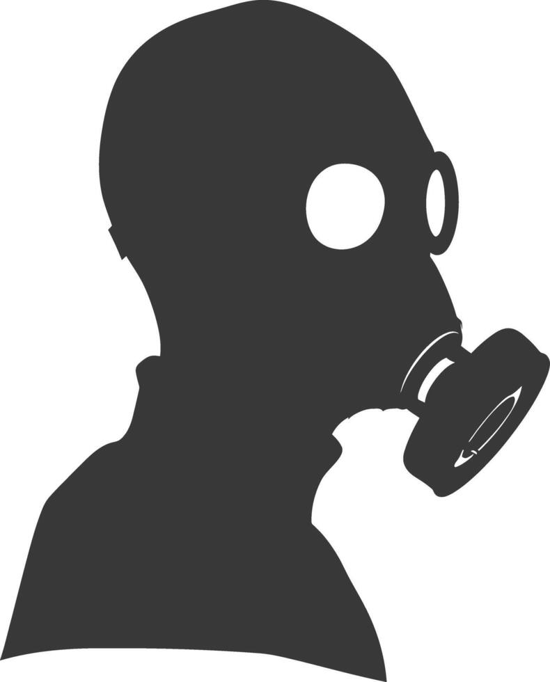 AI generated Silhouette gas mask black color only vector