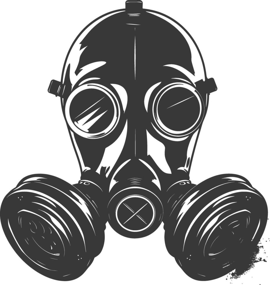 AI generated Silhouette gas mask black color only vector