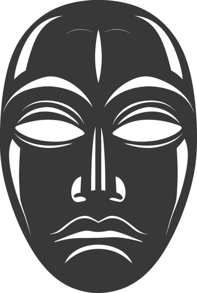 AI generated Silhouette Japanese Traditional Mask black color only vector