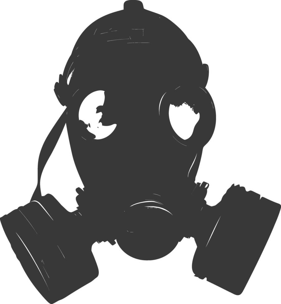 AI generated Silhouette gas mask black color only vector