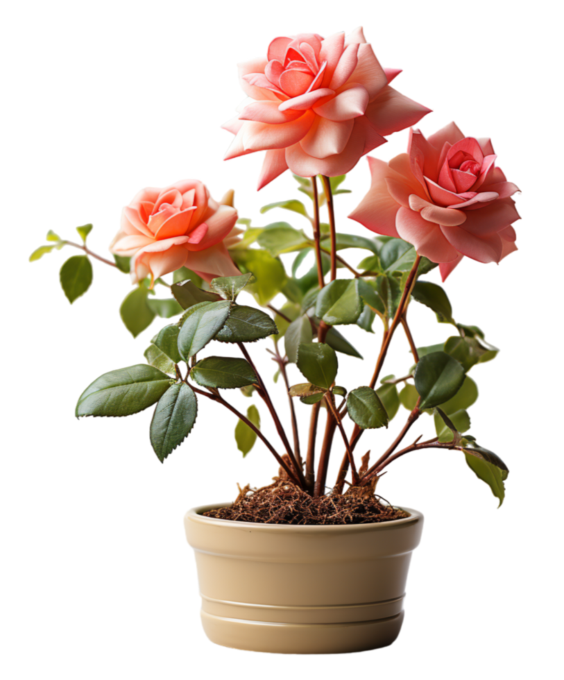 ai generado rojo Rosa ornamental planta, generativo ai png
