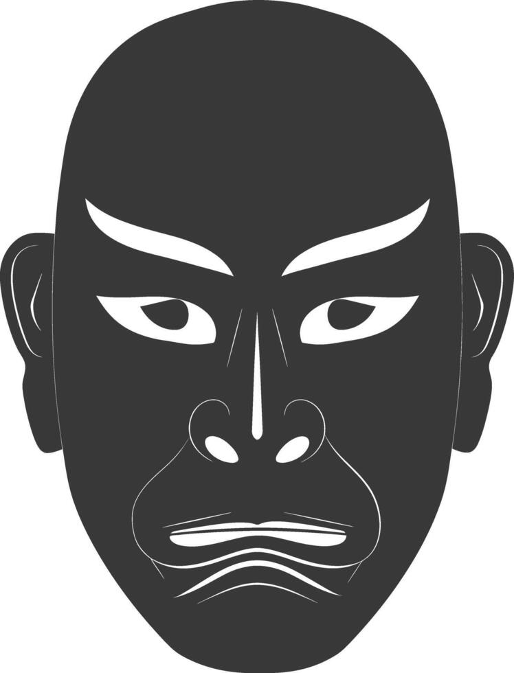 AI generated Silhouette Japanese Traditional Mask Hyottoko Mask black color only vector