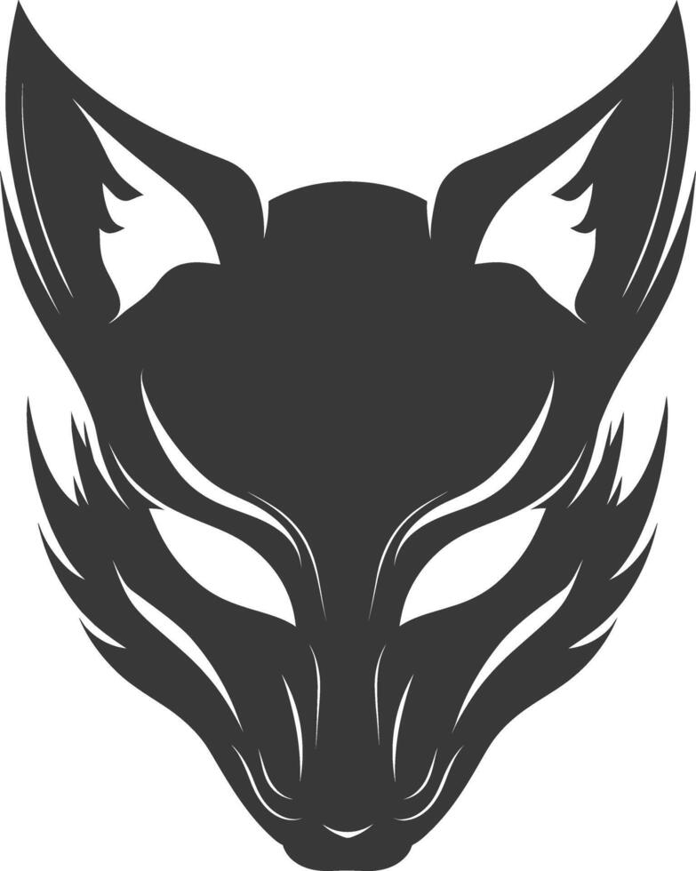 AI generated Silhouette Japanese Traditional Mask Kitsune Mask black color only vector