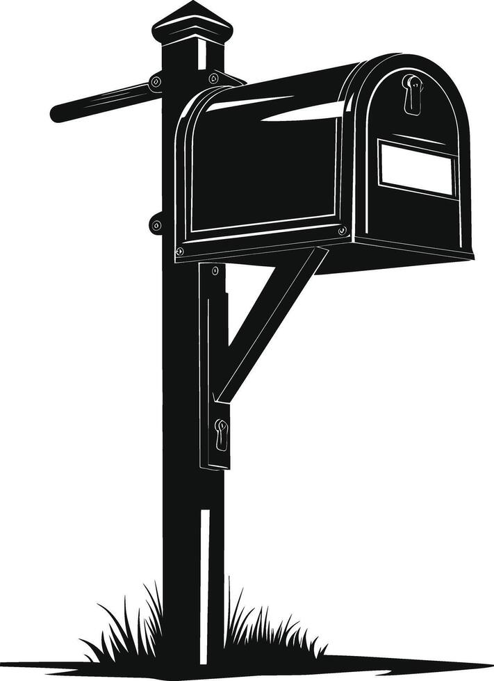 AI generated Silhouette mailbox black color only full vector