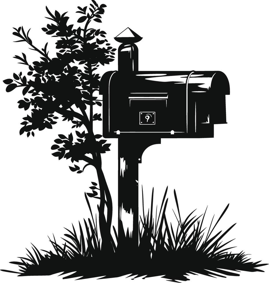 AI generated Silhouette mailbox black color only full vector