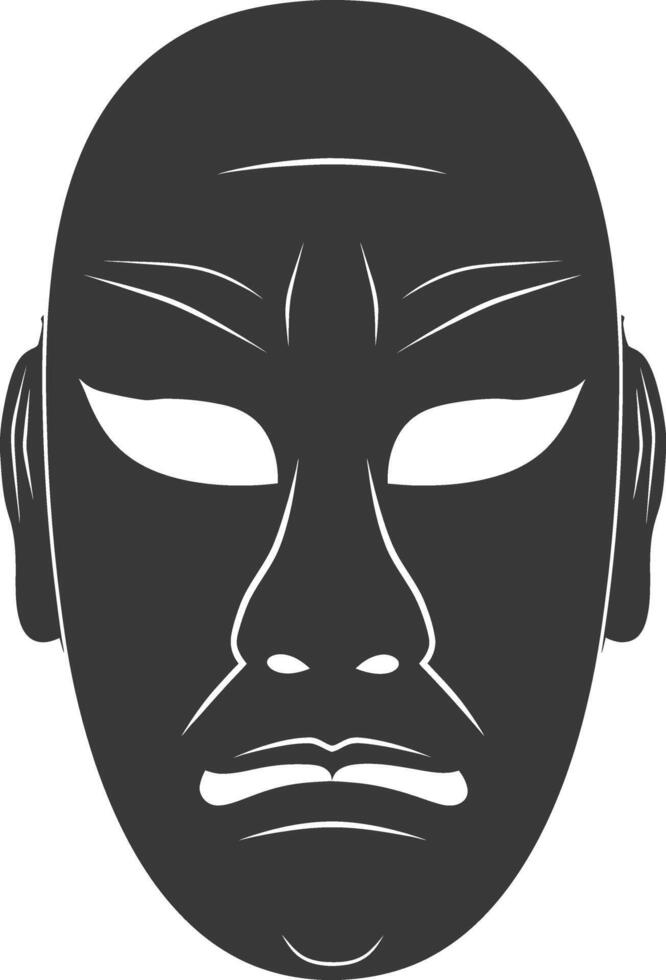 AI generated Silhouette Japanese Traditional Mask Samurai Mask black color only vector