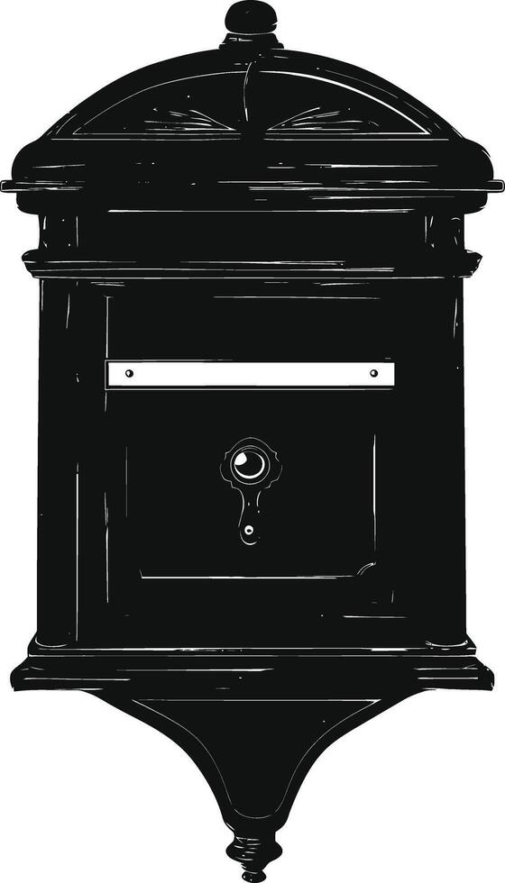 AI generated Silhouette mailbox black color only full vector