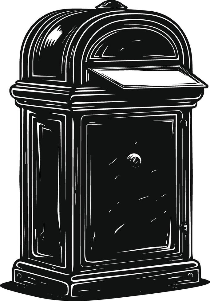 AI generated Silhouette mailbox black color only full vector