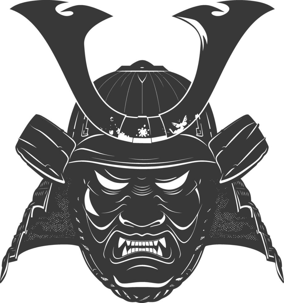 ai generado silueta japonés tradicional máscara samurai máscara negro color solamente vector