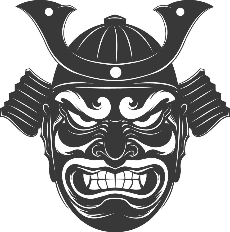 ai generado silueta japonés tradicional máscara samurai máscara negro color solamente vector